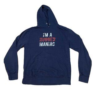 I'm a rugged maniac race hoodie sweater adult medium blue